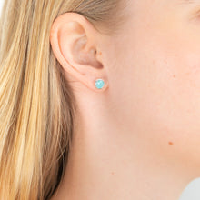 Load image into Gallery viewer, Sterling Silver Blue Enamel Dome Stud Earrings