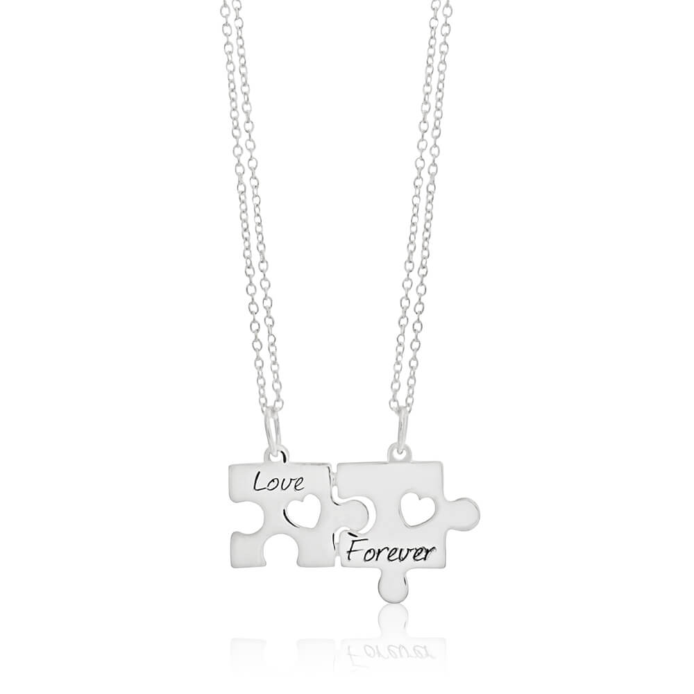 Sterling Silver Love Forever Puzzle Break Pendant With 45cm Chains