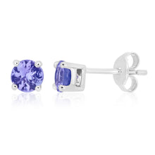Load image into Gallery viewer, Sterling Silver Tanzanite Stud Earrings