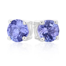 Load image into Gallery viewer, Sterling Silver Tanzanite Stud Earrings