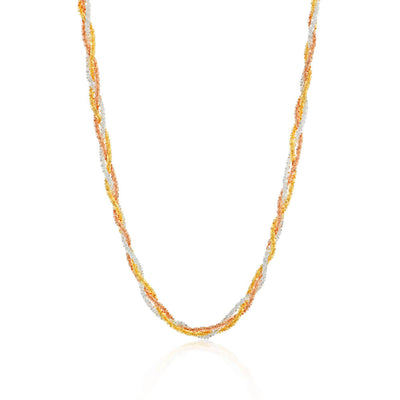 Three Tone Sterling Silver and Gold Plated Multi Strand 42cm Necklace