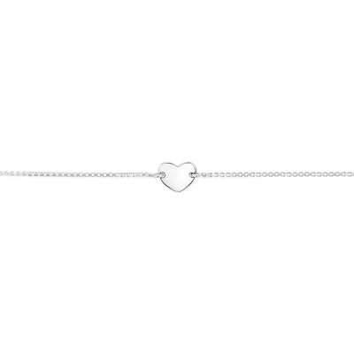 Sterling Silver Heart Disc Adjustable Friendship Bracelet