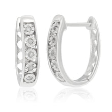 Load image into Gallery viewer, Sterling Silver Hoops with Diamonds