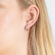 Load image into Gallery viewer, Sterling Silver Hoops with Diamonds