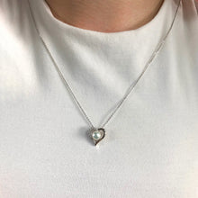 Load image into Gallery viewer, Sterling Silver Freshwater Pearl and Cubic Zirconia Heart Pendant