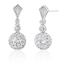 Load image into Gallery viewer, Sterling Silver Rhodium Plated Cubic Zirconia Drop Earrings