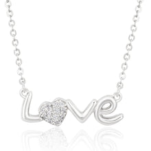 Load image into Gallery viewer, Sterling Silver Rhodium Plated Cubic Zirconia Heart Love Pendant With 42 + 3cm Chain