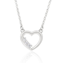Load image into Gallery viewer, Sterling Silver Rhodium Plated Cubic Zirconia Open Heart Pendant With 42 + 3cm Chain