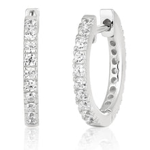 Load image into Gallery viewer, Sterling Silver Cubic Zirconia Huggie Hoop Earrings