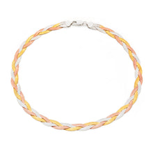 Load image into Gallery viewer, 3 Tone Gold Plated Sterling Silver Herringbone Necklace 45cm