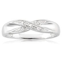 Load image into Gallery viewer, Sterling Silver Crossover 5 Diamond Ring