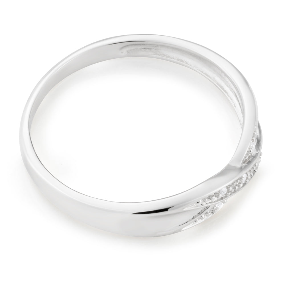 Sterling Silver Crossover 5 Diamond Ring