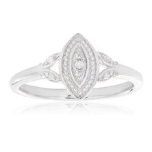 Load image into Gallery viewer, Sterling Silver Marquise Shaped Diamond Ring