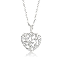 Load image into Gallery viewer, Sterling Silver Rhodium Plated Cubic Zirconia Tree of Life  Haert Pendant With 40 + 5cm Chain