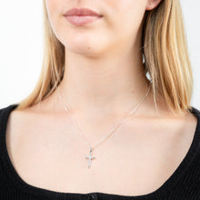 Load image into Gallery viewer, Sterling Silver Rhodium Plated Cubic Zirconia Cross Pendant