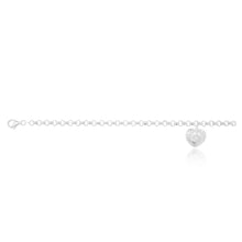 Load image into Gallery viewer, Sterling Silver Belcher Heart Charm 19cm Bracelet