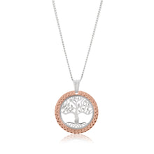 Load image into Gallery viewer, Sterling Silver Rhodium and Rose Gold Plated Tree of Life Pendant