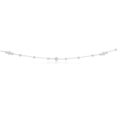 Sterling Silver Zirconia and Plain and Stardust Ball 26cm Anklet