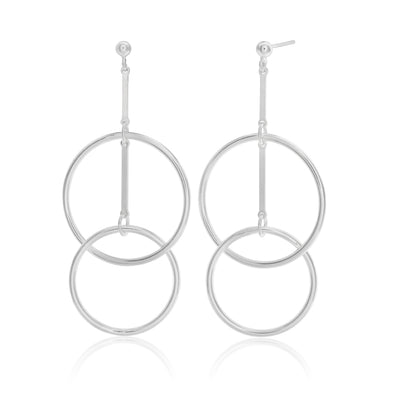 Sterling Silver Double Hoop Drop Earrings