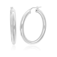 Load image into Gallery viewer, Sterling Silver Plain Hoop 30mm Earrings