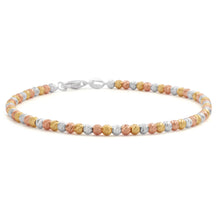 Load image into Gallery viewer, Sterling Silver Gold and Rose Gold Plated Three Tone 19cm Diamond Cut Ball Bracelet