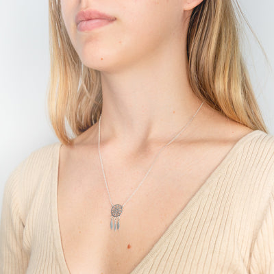 Sterling Silver Fancy Dreamcatcher Pendant With 45cm Chain