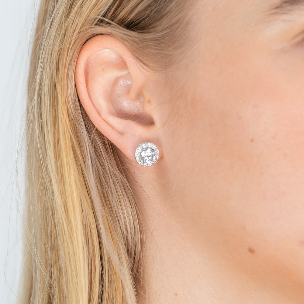 7mm Cubic Zirconia Sterling Silver Stud Earrings 7mm Cubic Zirconia Sterling Silver Stud Earrings