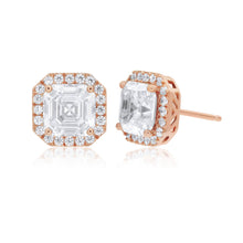 Load image into Gallery viewer, Sterling Silver Rose Gold Plated Cubic Zirconia Stud Earrings