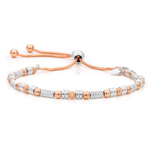 Load image into Gallery viewer, Sterling Silver Rose Gold Plated Fancy Bead Adjustable Bracelet