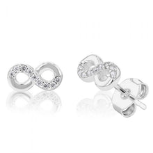 Load image into Gallery viewer, Sterling Silver Cubic Zirconia Infinity Stud Earrings