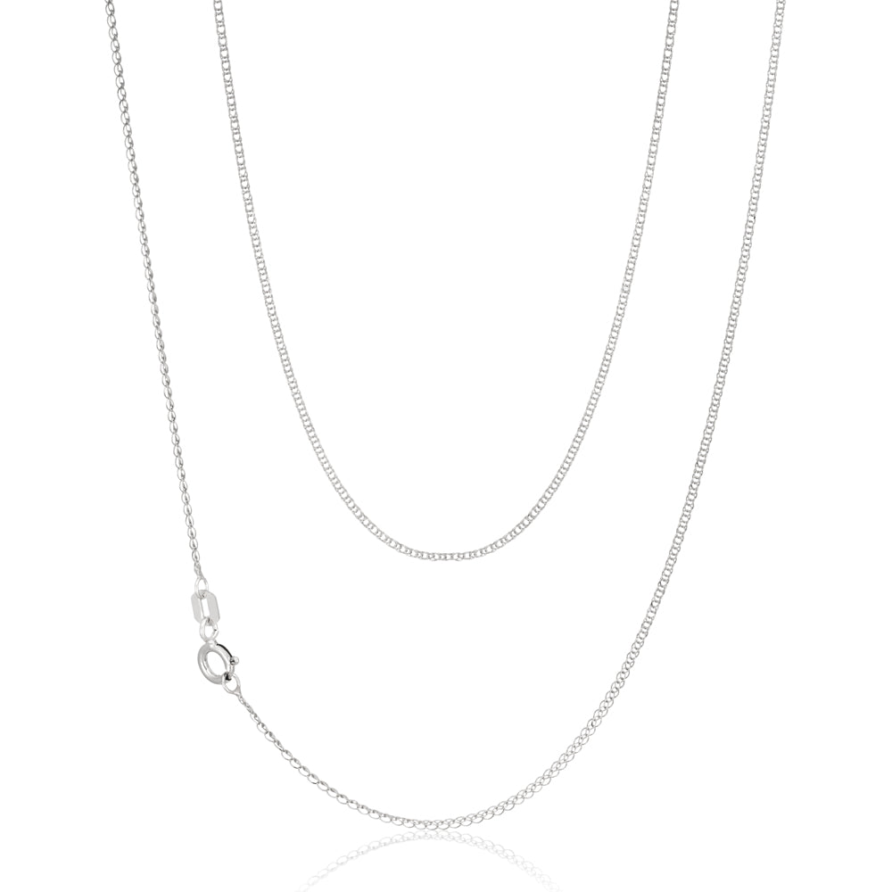Sterling Silver Rhodium Plated 45cm 20 Gauge Double Curb Chain