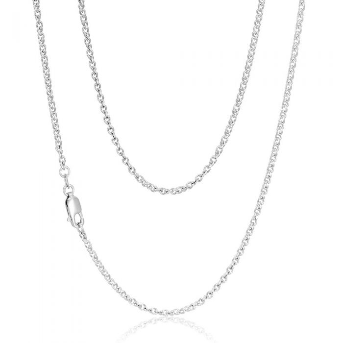 Sterling Silver Rhodium Plated 50cm 60 Gauge Cable Chain