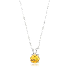 Load image into Gallery viewer, Sterling Silver Yellow Cubic Zirconia Solitaire Pendant Chain and Halo Ring Set