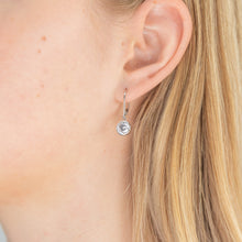 Load image into Gallery viewer, Sterling Silver Cubic Zirconia 6.5mm Bezel Drop Earrings