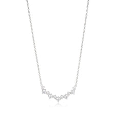 Load image into Gallery viewer, Sterling Silver Rhodium Plated Cubic Zirconia Fancy Curve Bar Necklace 40cm+5cm