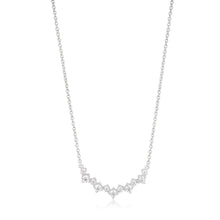 Load image into Gallery viewer, Sterling Silver Rhodium Plated Cubic Zirconia Fancy Curve Bar Necklace 40cm+5cm