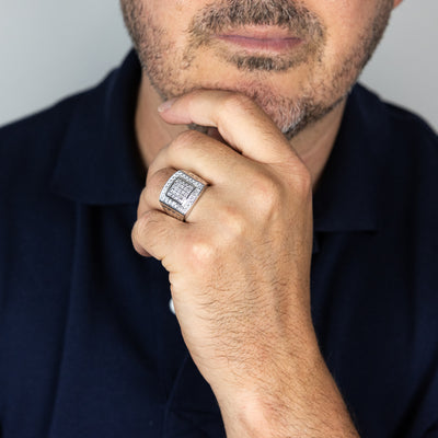 10 Points of Diamond Gents Ring in Sterling Silver