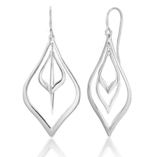 Load image into Gallery viewer, Sterling Silver Rhodium Plated Fancy 3D Lantern Drop Earrings