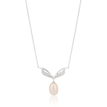 Load image into Gallery viewer, Sterling Silver Freshwater Pearl and Zirconia Necklet 42+3cm