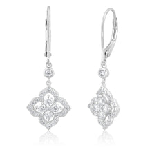 Load image into Gallery viewer, Sterling Silver Rhodium Plated Cubic Zirconia Lever Back Drop Earrings
