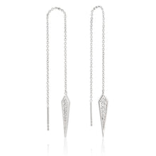 Load image into Gallery viewer, Sterling Silver Fancy Spear Threader Drop Earrings