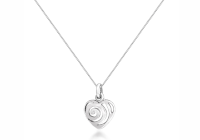 Sterling Silver Fancy Swirl Heart Pendant with 46cm Sterling Silver Chain