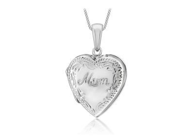 Sterling Silver 'Mum' Locket with Engraved Edge on 46cm Sterling Silver Chain