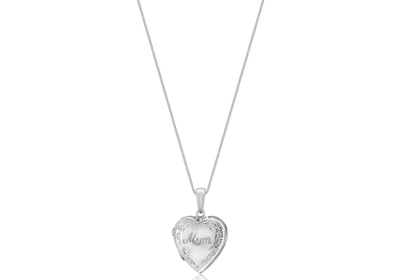 Sterling Silver 'Mum' Locket with Engraved Edge on 46cm Sterling Silver Chain