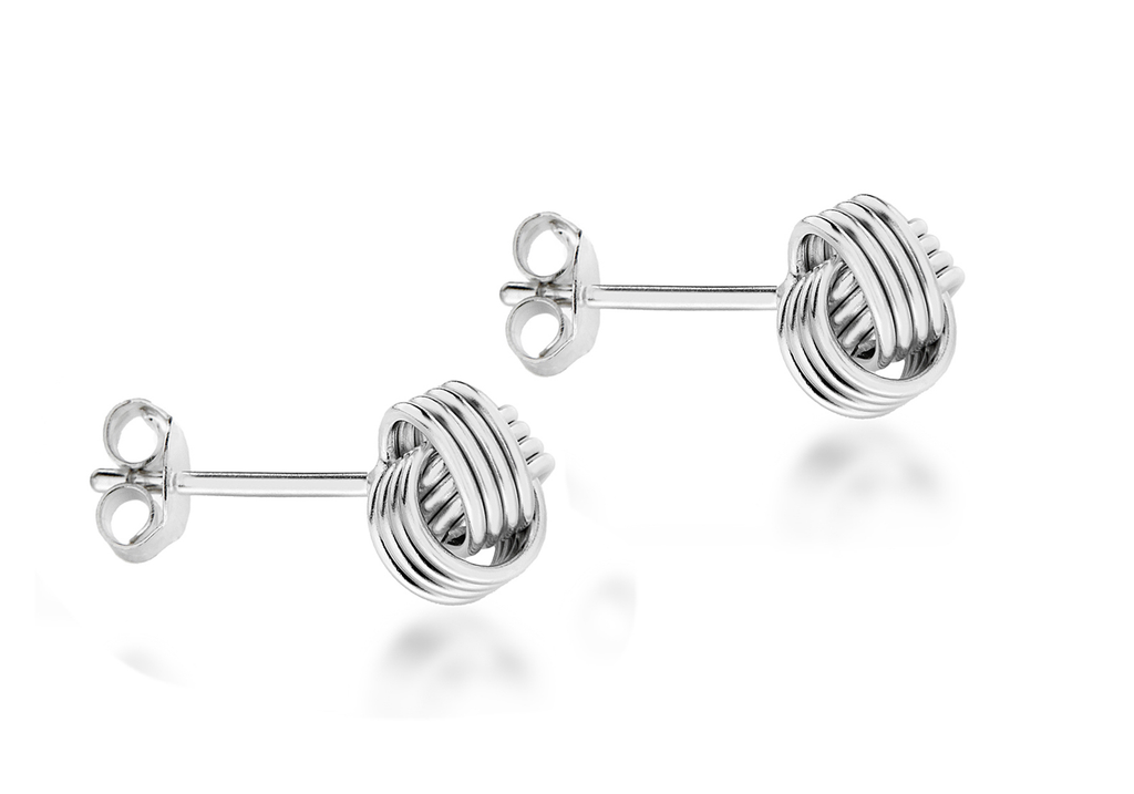 Sterling Silver 8mm Knot Stud Earrings