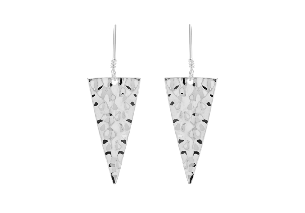Sterling Silver Hammered Triangle Drop Earrings