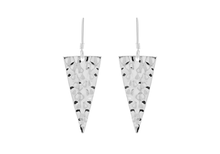 Load image into Gallery viewer, Sterling Silver Hammered Triangle Drop Earrings