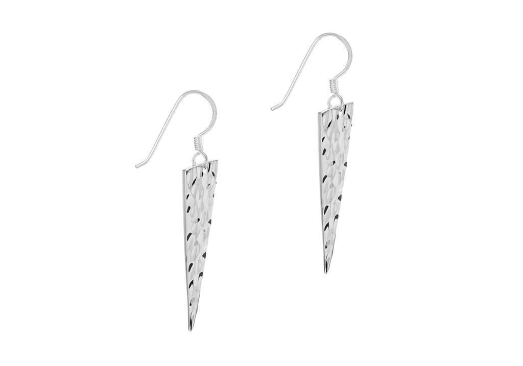 Sterling Silver Hammered Triangle Drop Earrings