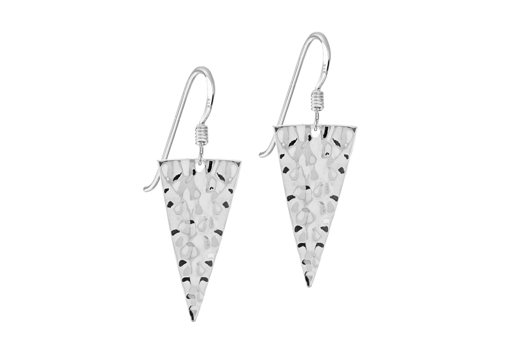 Sterling Silver Hammered Triangle Drop Earrings
