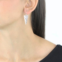 Load image into Gallery viewer, Sterling Silver Hammered Triangle Drop Earrings